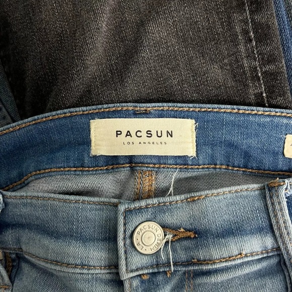 PacSun Jeans Women's Size 26 Blue Ankle Jegging Mid Rise Striped Stretch Logo - Picture 8 of 11
